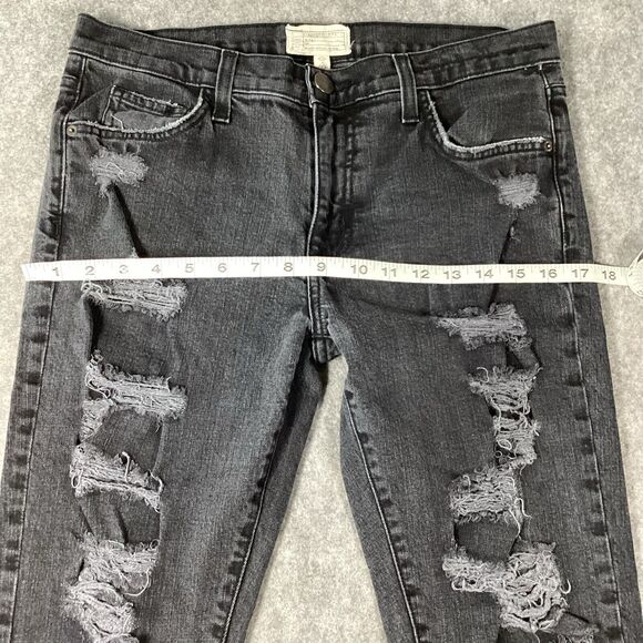 Current Elliot The Fling Black Tattered Black Denim Jeans Size 28 Grunge - Picture 6 of 15